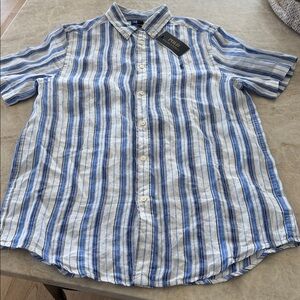 Polo by Ralph Lauren Striped Linen Short Sleeve Shirt Boys Size XL 18/20 NWT